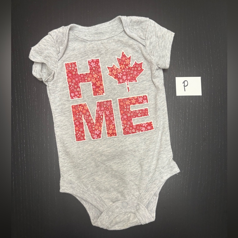 ⭐️5/$10.00⭐️ George 0-3m Grey Home Canada Theme Onesie